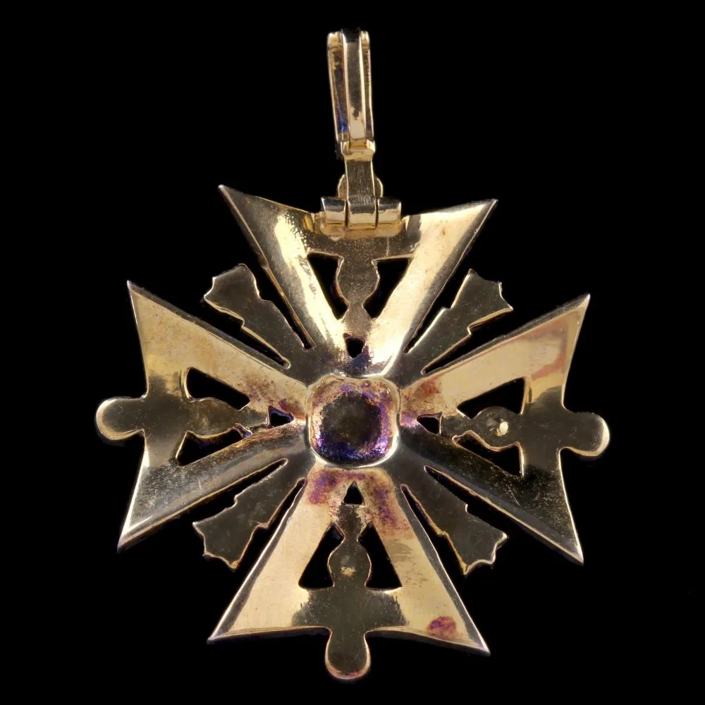 Suffragette Cross Pendant Amethyst Peridot Pearl 9Ct Gold