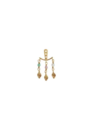 Three Dancing Ile De L'Amour w/Stones Behind Ear Earring - Gold