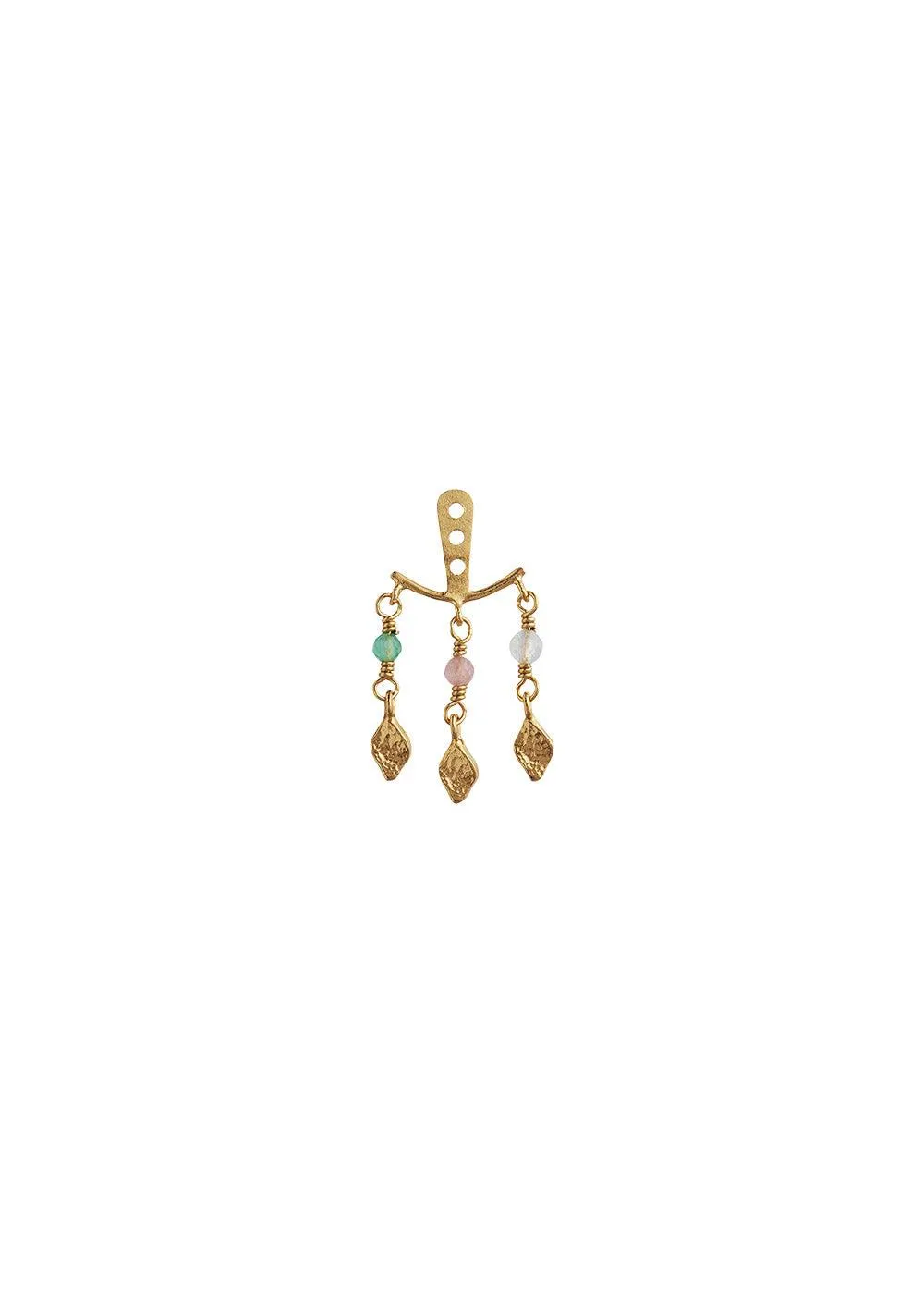 Three Dancing Ile De L'Amour w/Stones Behind Ear Earring - Gold
