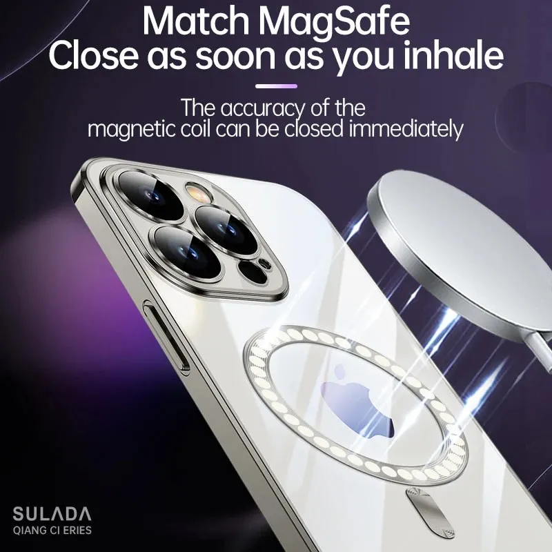 Titanium Magsafe Silicone Phone Case For iPhone