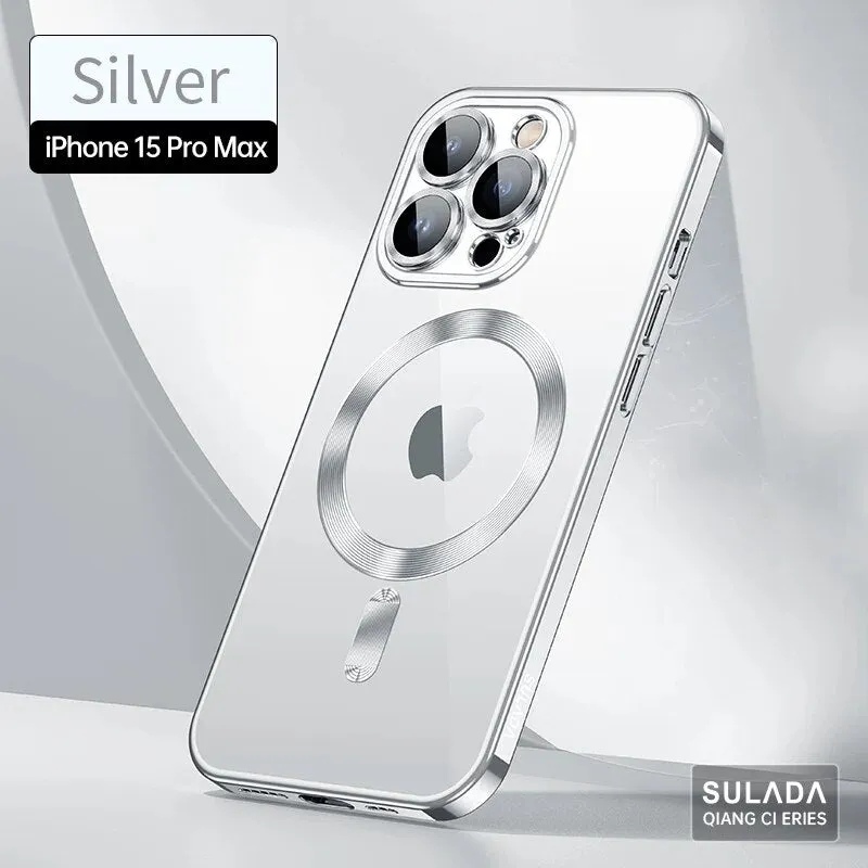 Titanium Magsafe Silicone Phone Case For iPhone