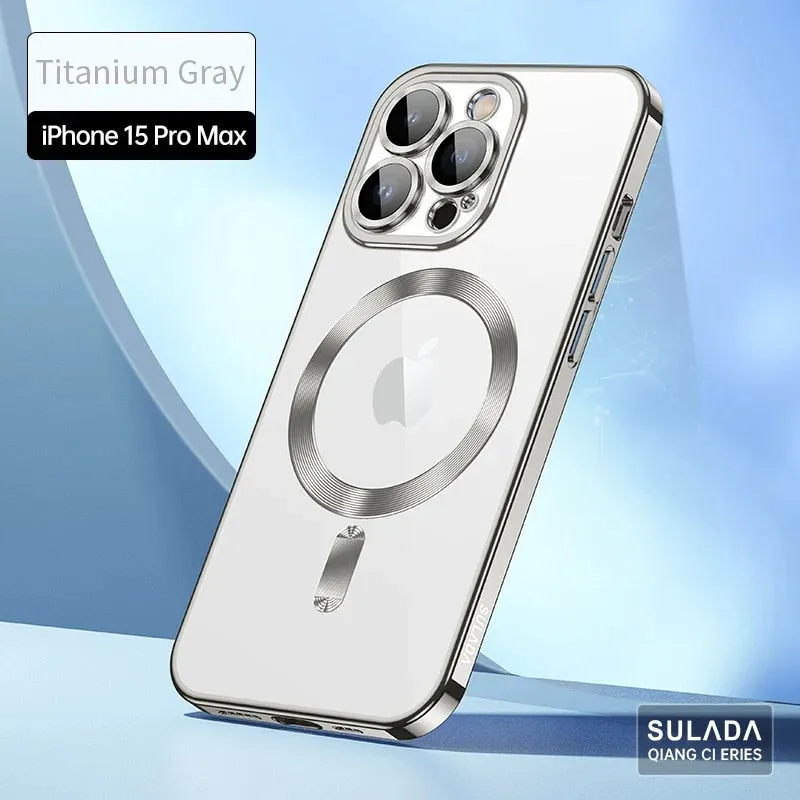 Titanium Magsafe Silicone Phone Case For iPhone