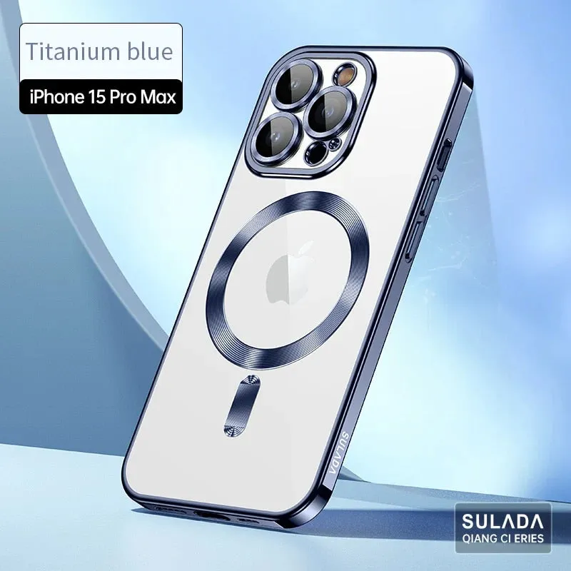Titanium Magsafe Silicone Phone Case For iPhone