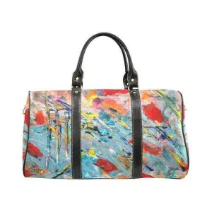 Travel Bags, Red Blue And Black Multicolor Swatch Style Adjustable Black Handle Zip Close Bag
