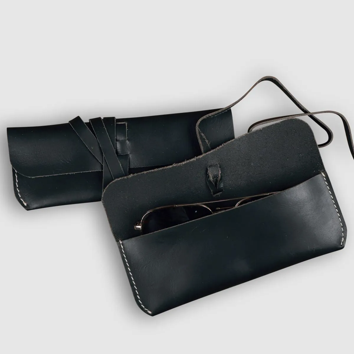 Unisex Leather Eyewear Case- Black Matte