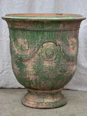 Very large vintage Anduze urn with weathered green glaze 31½"