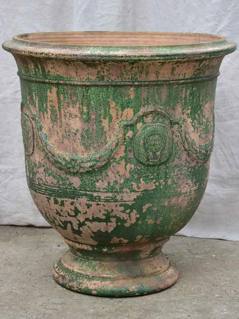Very large vintage Anduze urn with weathered green glaze 31½"
