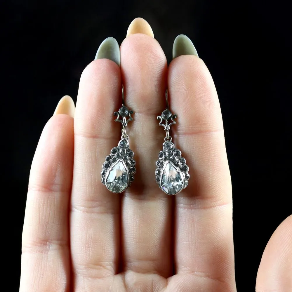 Victorian Paste Earrings Silver Gold Circa 1900