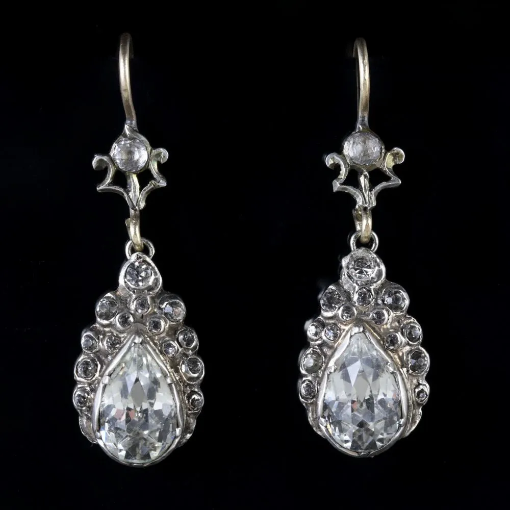 Victorian Paste Earrings Silver Gold Circa 1900
