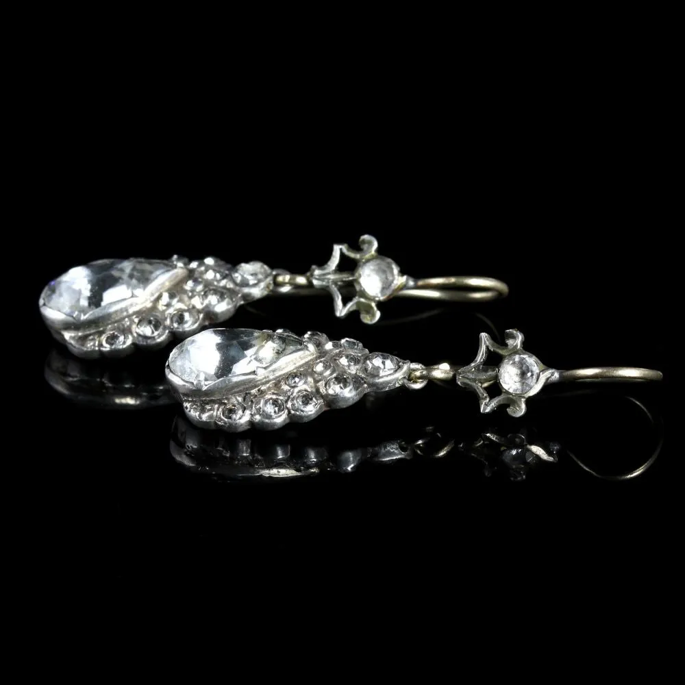 Victorian Paste Earrings Silver Gold Circa 1900