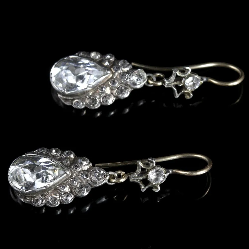 Victorian Paste Earrings Silver Gold Circa 1900