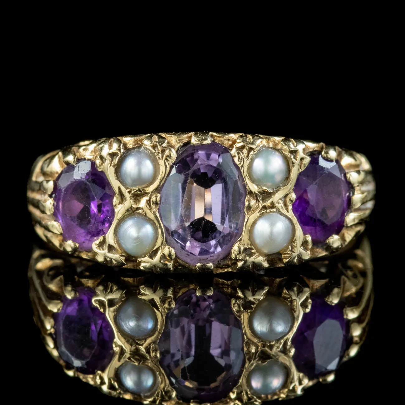 Victorian Style Amethyst Pearl Ring Dated 1989