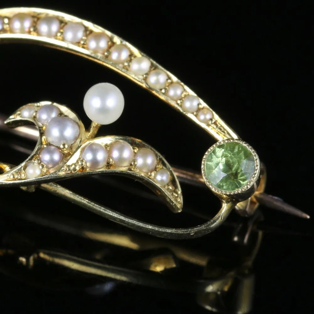 Victorian Suffragette Gold Brooch Circa 1900 Pearl Amethyst Peridot