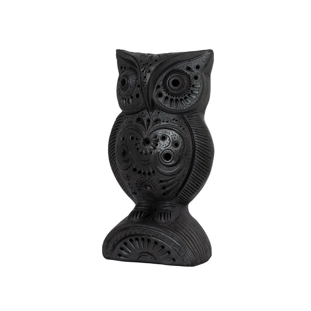 Vintage Black Owl Statue | Terracotta Vastu Showpiece