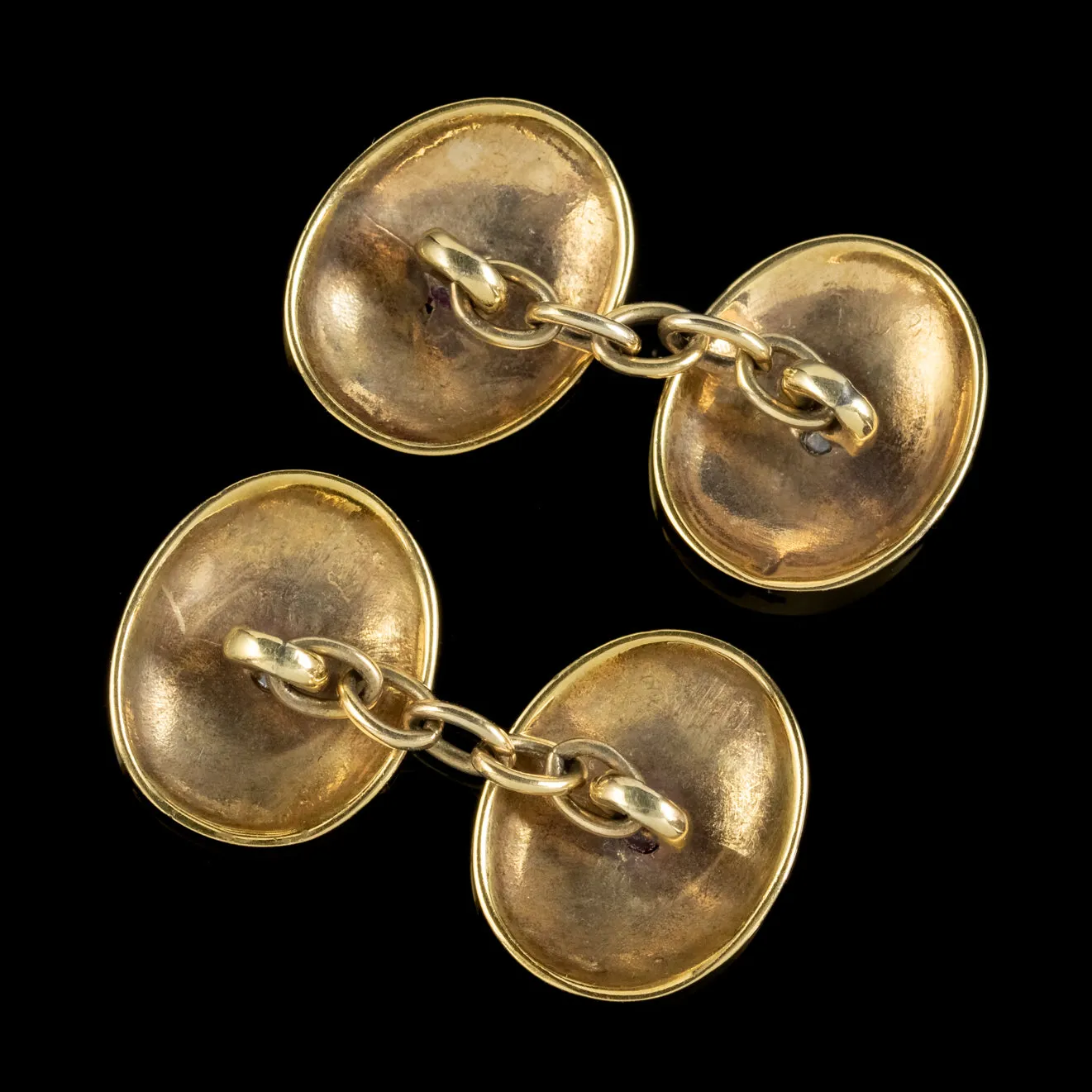 Vintage Diamond Ruby Cufflinks 15Ct Gold