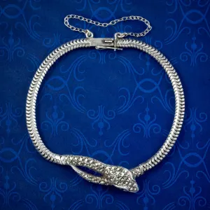 Vintage Marcasite Snake Bracelet Sterling Silver