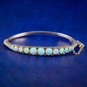 Vintage Opal Bangle 9ct Gold 4.1ct Opal Dated 1984
