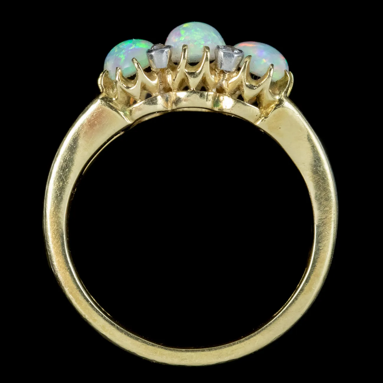 Vintage Opal Diamond Trilogy Ring Circa 1950
