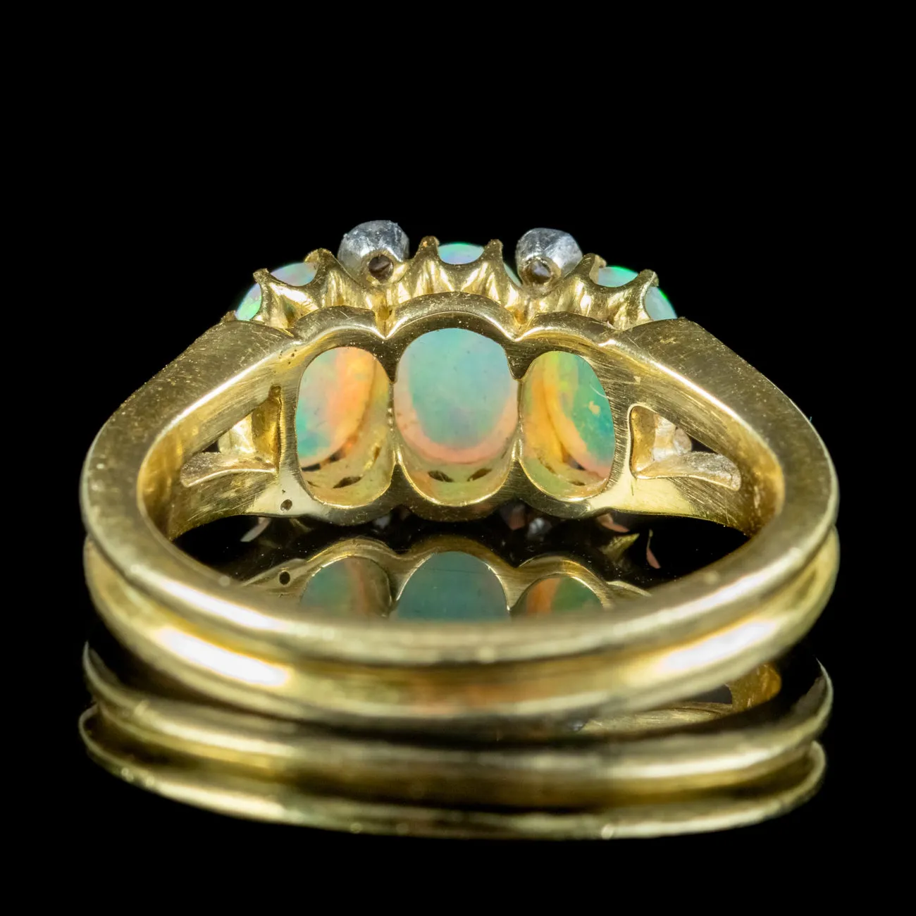 Vintage Opal Diamond Trilogy Ring Circa 1950