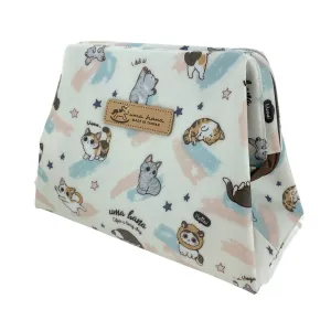 White Cat Yoga Large Cosmetic Bag