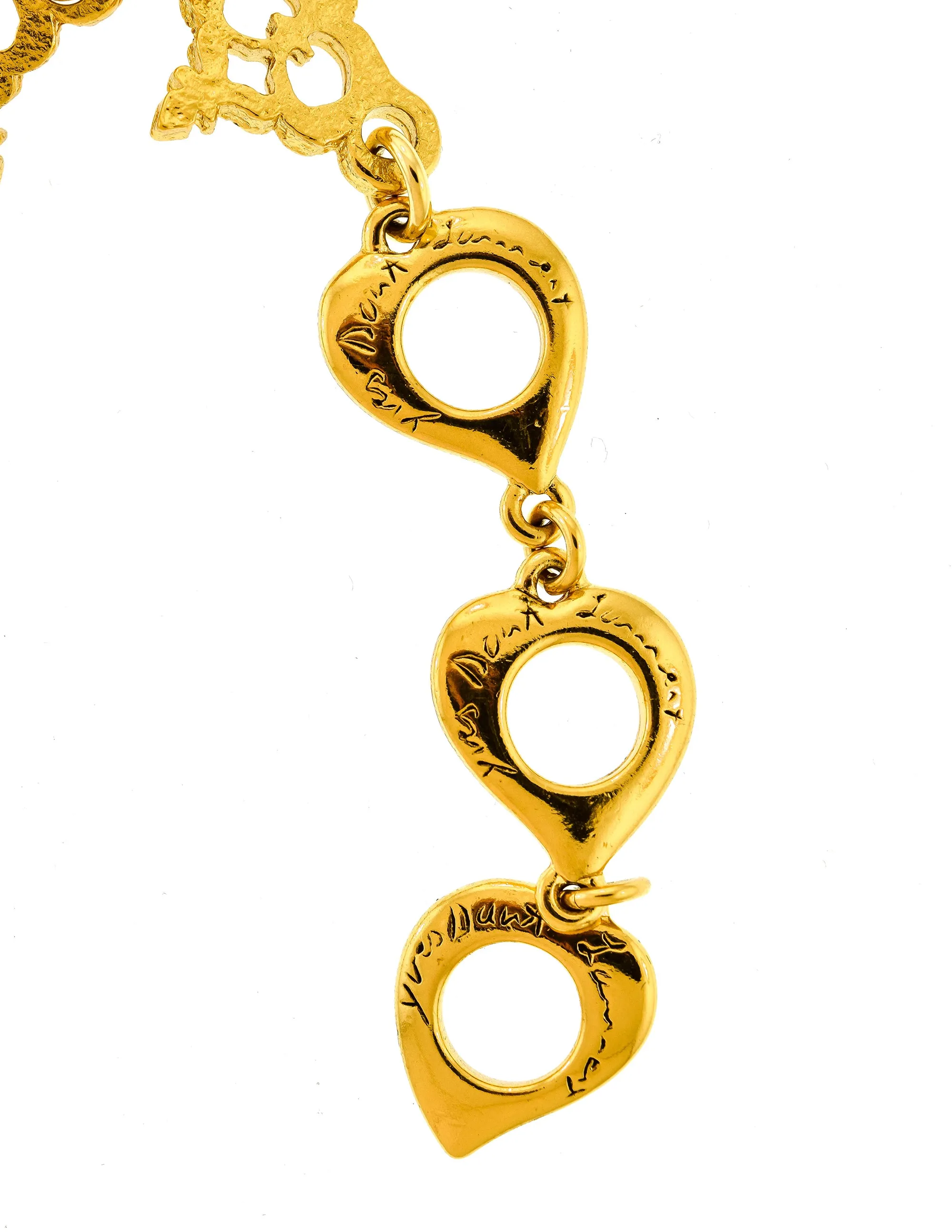 Yves Saint Laurent Vintage Gold Textured Ornate Pendant Necklace