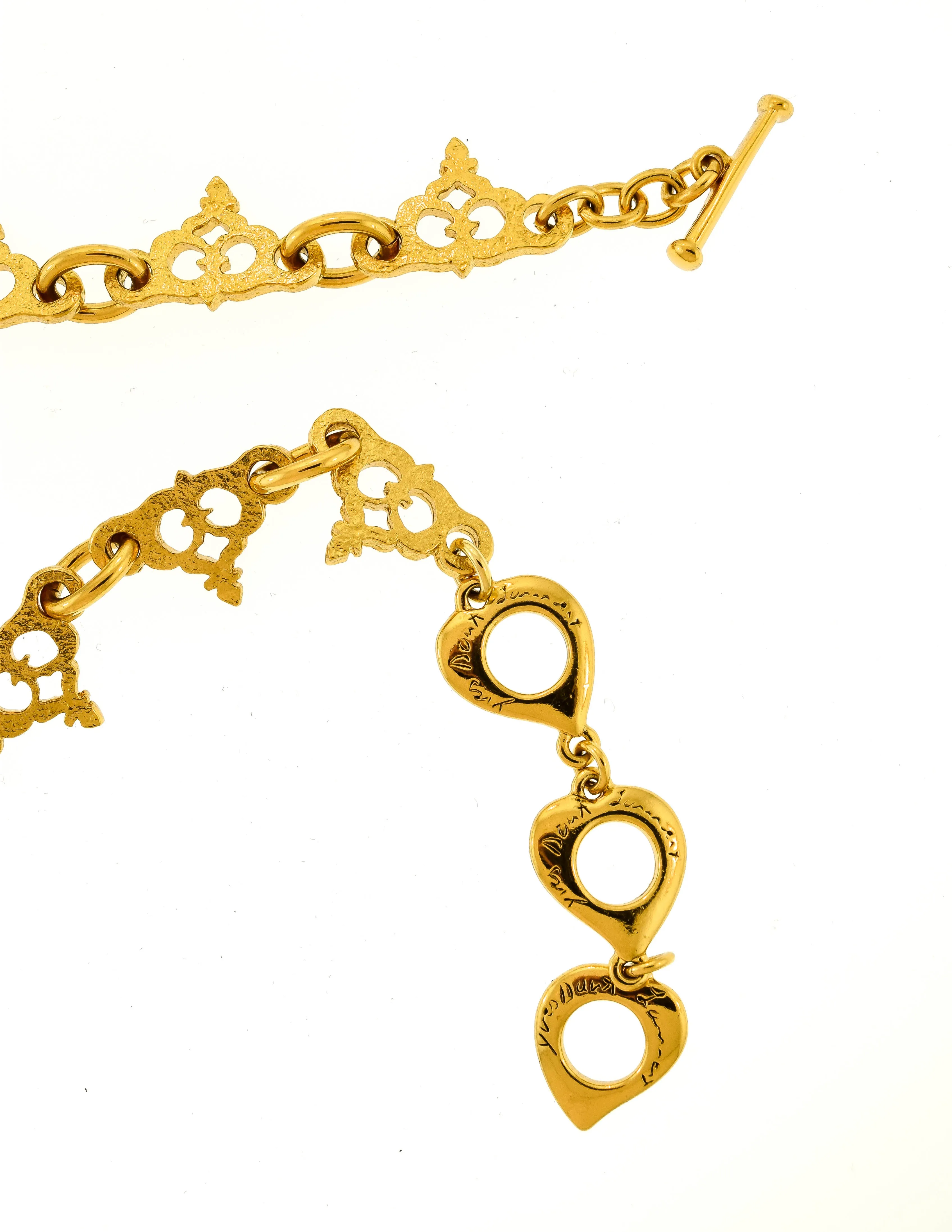 Yves Saint Laurent Vintage Gold Textured Ornate Pendant Necklace