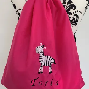 Zebra Drawstring Gym Bags - Personalised